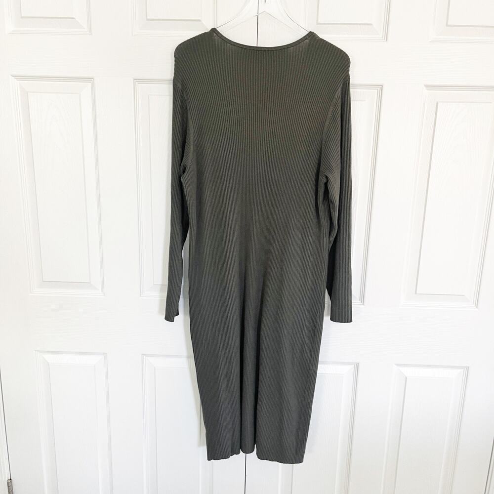 Torrid Olive Ribbed Bodycon Sweater Dress Button Front Midi Plus Size - Picture 8 of 8